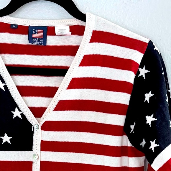Marisa Canvas Vintage Stars & Stripes Cardigan Sz S - Picture 3 of 6